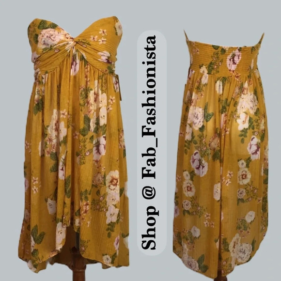 Free People Floral Tunic Top size XSmall Yellow - Picture 11 of 15